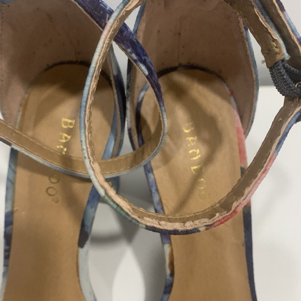 Bamboo Womens Floral Open Toe Ankle Strap Buckle Block Heel Sandals 7 37 - Picture 4 of 16